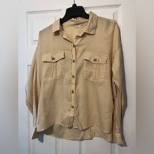 NWT yellow and white striped cotton button up